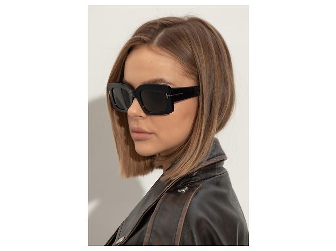 Tom Ford Rectangular Sunglasses Black Acetate - view 2