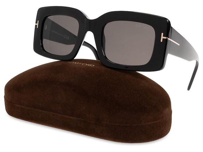 Tom Ford Rectangular Sunglasses Black Acetate - view 3