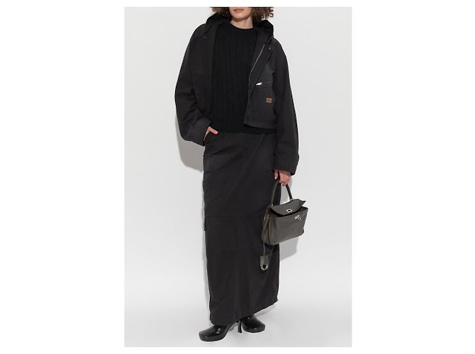 Balenciaga Schwarzer Baumwollpullover mit Zopfmuster - Ansicht 2