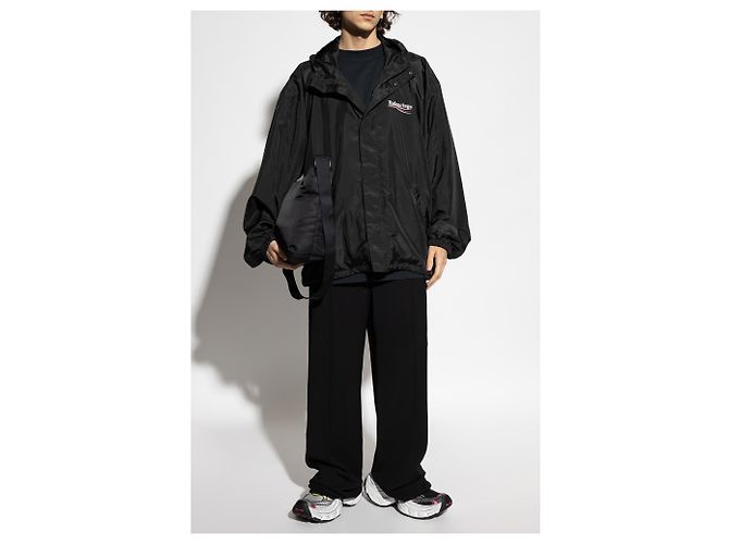 Balenciaga Oversized Hooded Jacket Black Polyester - view 2