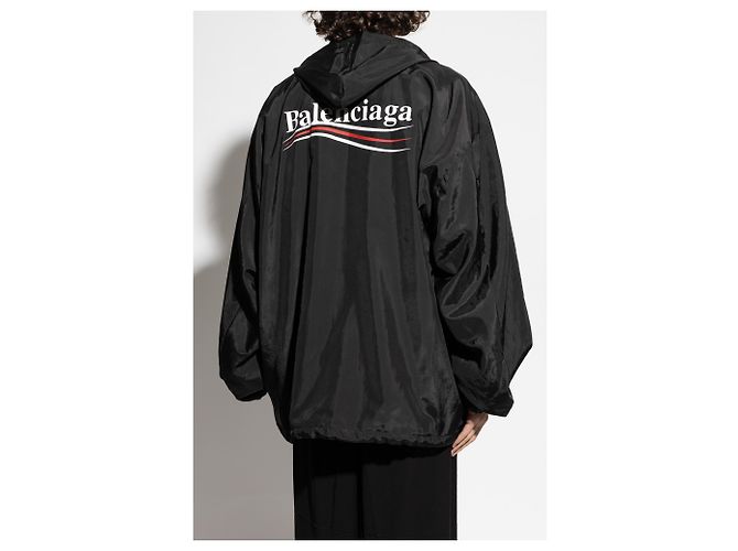 Balenciaga Oversized Hooded Jacket Black Polyester - view 4