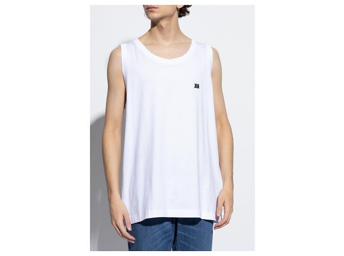 T-shirt sem mangas Dolce & Gabbana em algodão branco - vista 3