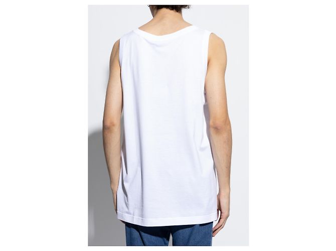 T-shirt sem mangas Dolce & Gabbana em algodão branco - vista 4
