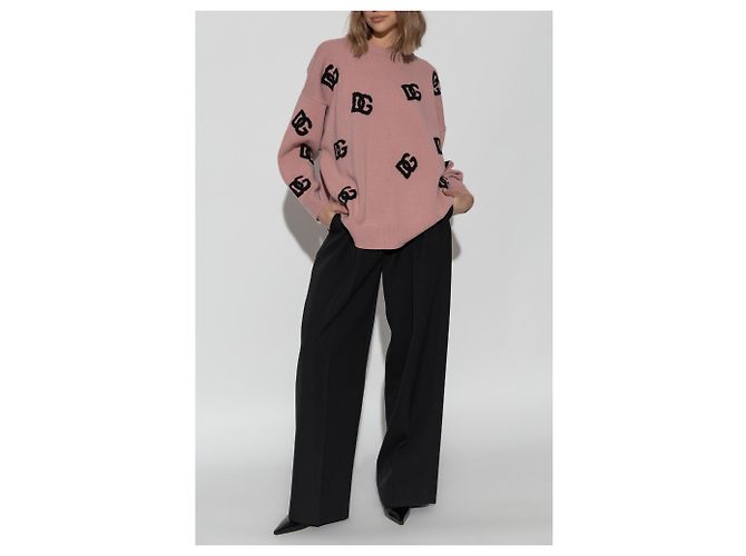 Dolce & Gabbana Monogram Pullover aus rosa Wolle - Ansicht 2