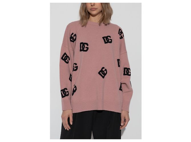 Dolce & Gabbana Monogram Pullover aus rosa Wolle - Ansicht 3