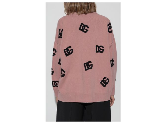 Dolce & Gabbana Monogram Pullover aus rosa Wolle - Ansicht 4
