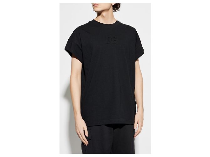 T-shirt Dolce & Gabbana con logo nera in cotone - vista 3