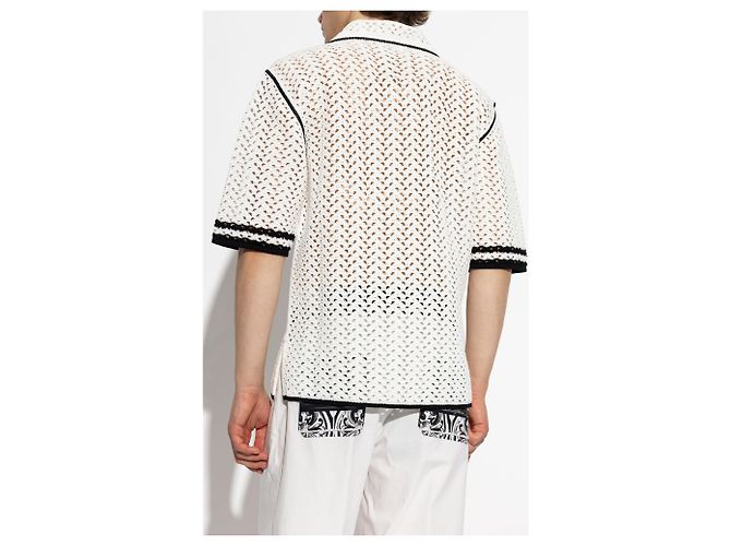 Camicia Dolce & Gabbana bianca in maglia di cotone a maniche corte - vista 4