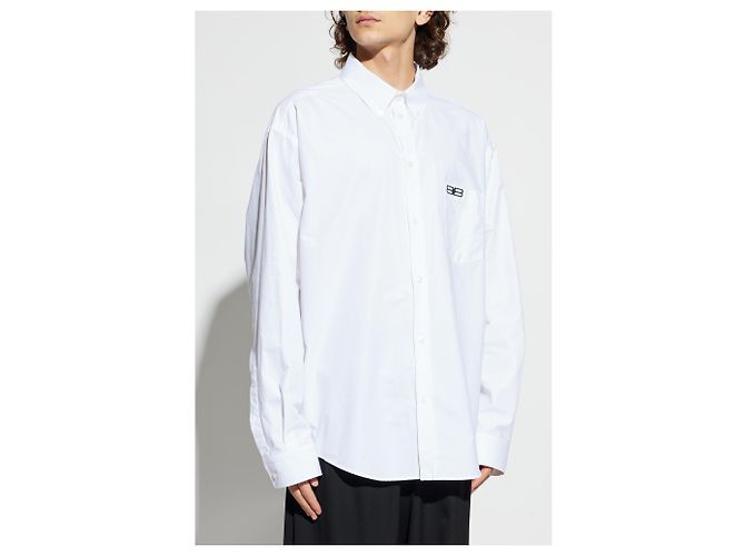 Camicia Balenciaga Logo Bianca in Cotone - vista 3