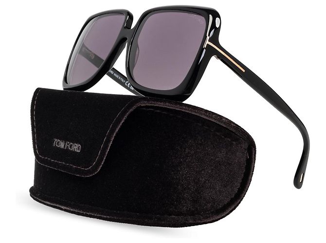 Tom Ford Rectangular Acetate Sunglasses Black - view 3