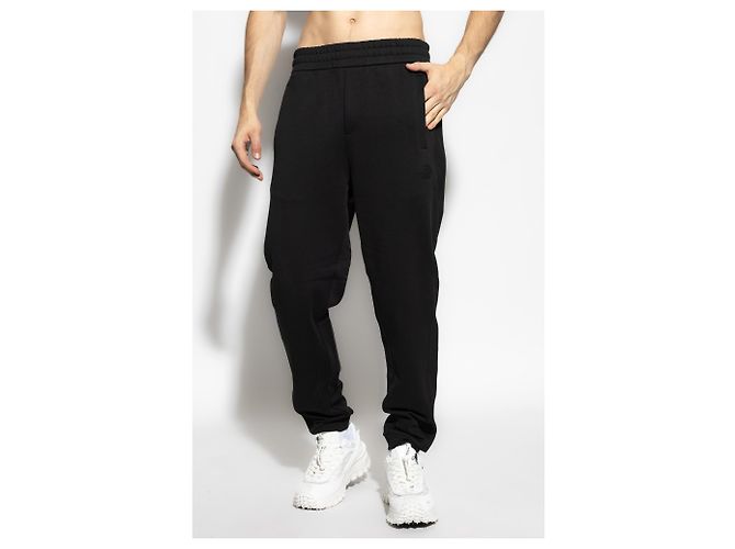 Pantaloni Moncler Black Logo in cotone nero - vista 3
