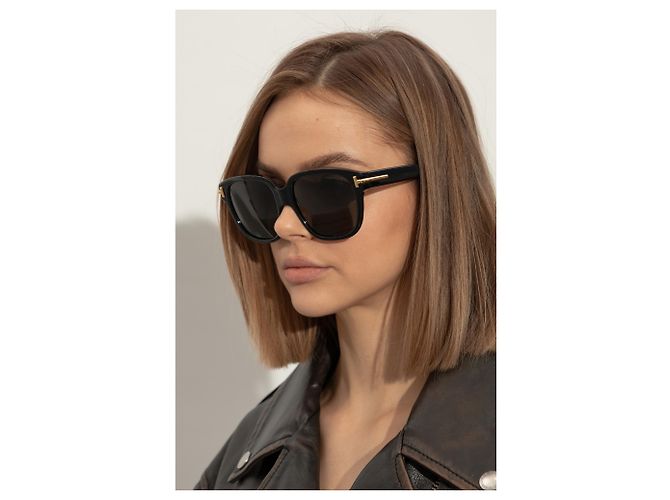 Tom Ford Rectangular Sunglasses Black Acetate - view 2