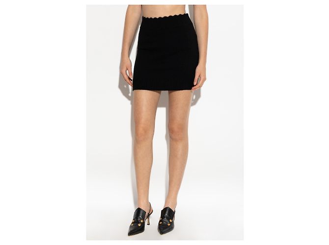 Chloé schwarzer Wollrock Mini Rippstrick - Ansicht 3