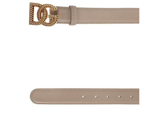 Dolce & Gabbana Ledergürtel Beige mit goldener DG Schnalle - Ansicht 4