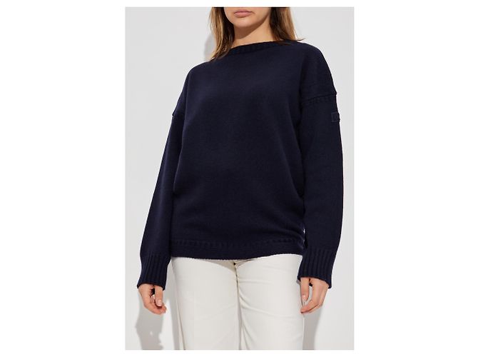 Chloé Wollpullover mit Kaschmir in Marineblau - Ansicht 3