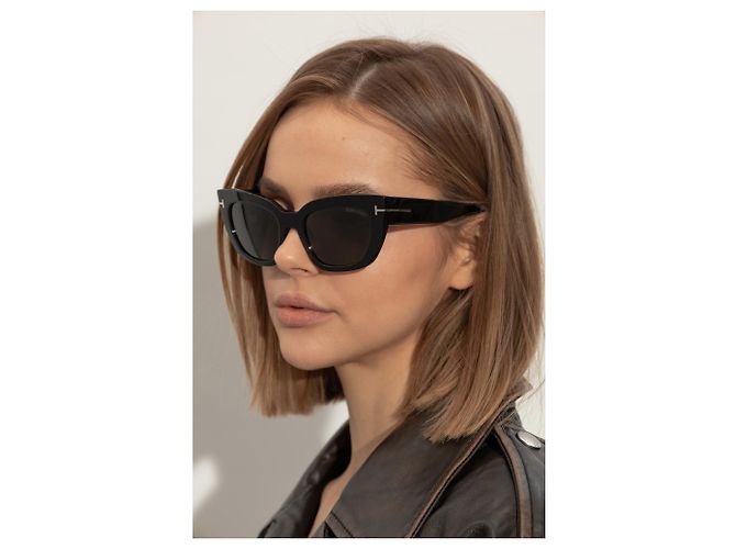 Tom Ford Rectangular Acetate Sunglasses Black - view 2