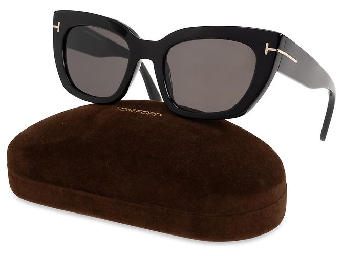Tom Ford Rectangular Acetate Sunglasses Black - view 3