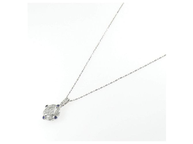 Autre Marque Collana Pt900 Pt850 Zaffiro Diamante - vista 2