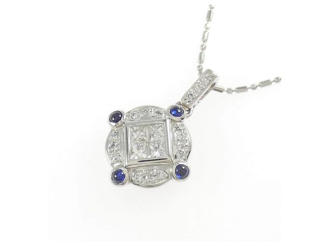 Autre Marque Collana Pt900 Pt850 Zaffiro Diamante - vista 3