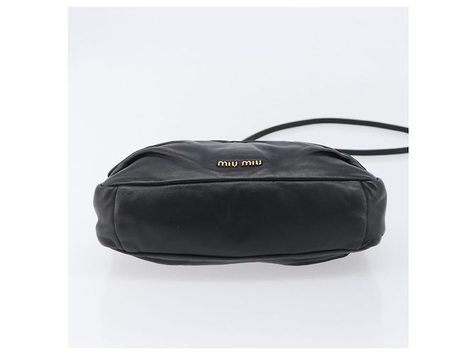 Miu Miu Shoulder Bag Leather Black Gold Tone - vista 11