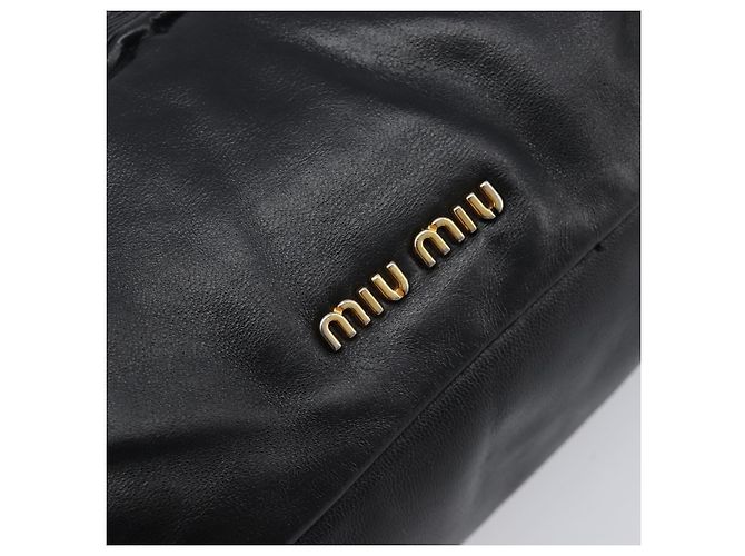 Miu Miu Shoulder Bag Leather Black Gold Tone - vista 16