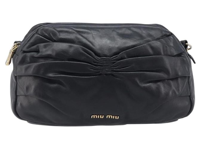 Miu Miu Shoulder Bag Leather Black Gold Tone - vista 2