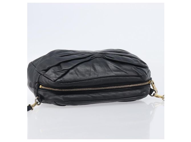 Miu Miu Shoulder Bag Leather Black Gold Tone - vista 6