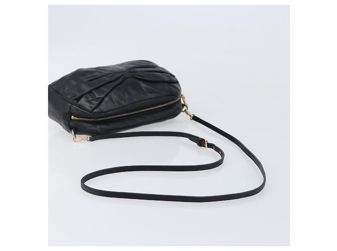 Miu Miu Shoulder Bag Leather Black Gold Tone - vista 7