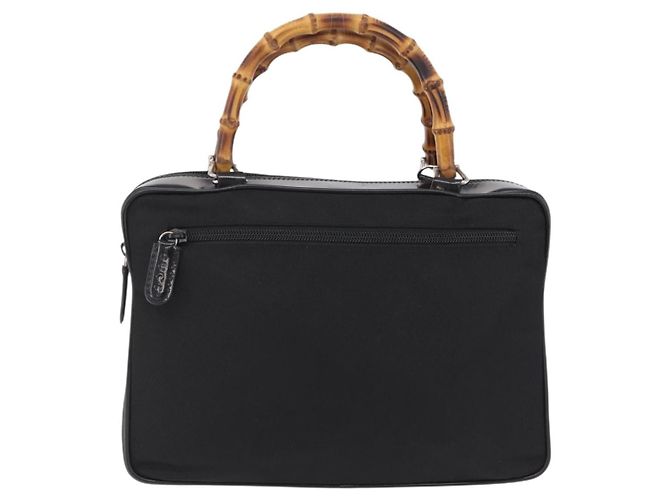 GUCCI Bamboo Hand Bag Nylon Black Silver 000 0538 - vista 2