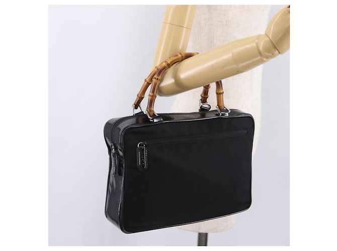 GUCCI Bamboo Hand Bag Nylon Black Silver 000 0538 - vista 23