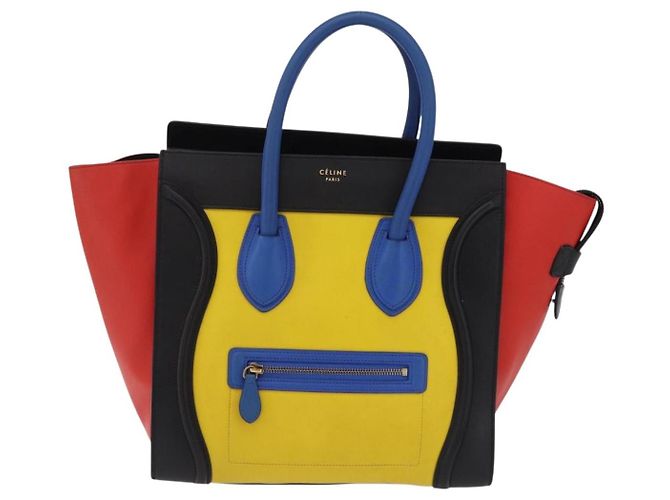 Céline CELINE Luggage Mini Shopper Hand Bag Leather Black Gold - vista 13