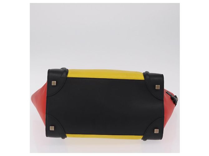 Céline CELINE Luggage Mini Shopper Hand Bag Leather Black Gold - vista 7