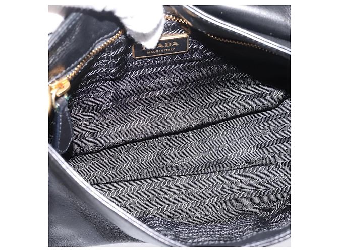 PRADA Shoulder Bag Leather Black Gold - vista 10