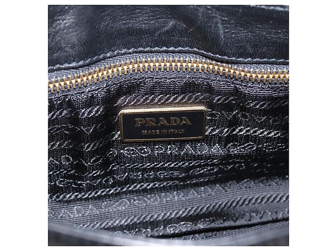 PRADA Shoulder Bag Leather Black Gold - vista 19