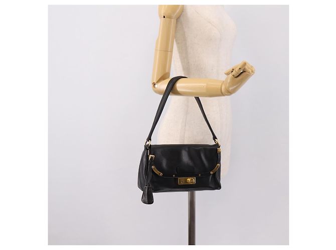 PRADA Shoulder Bag Leather Black Gold - vista 24