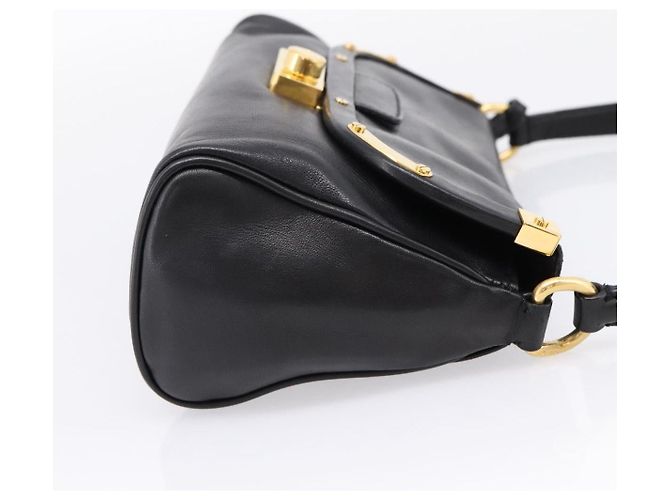 PRADA Shoulder Bag Leather Black Gold - vista 4