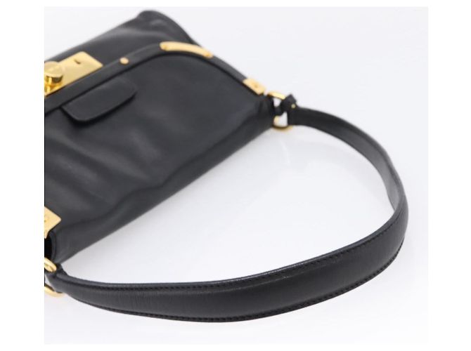 PRADA Shoulder Bag Leather Black Gold - vista 7