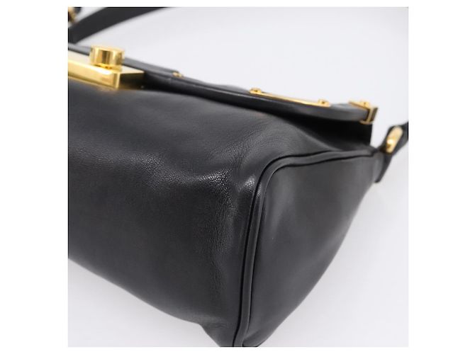 PRADA Shoulder Bag Leather Black Gold - vista 8