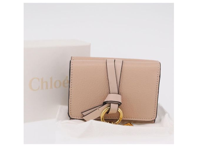 Chloé Cartera Chloe Alphabet Trifold Piel Rosa Oro - vista 12