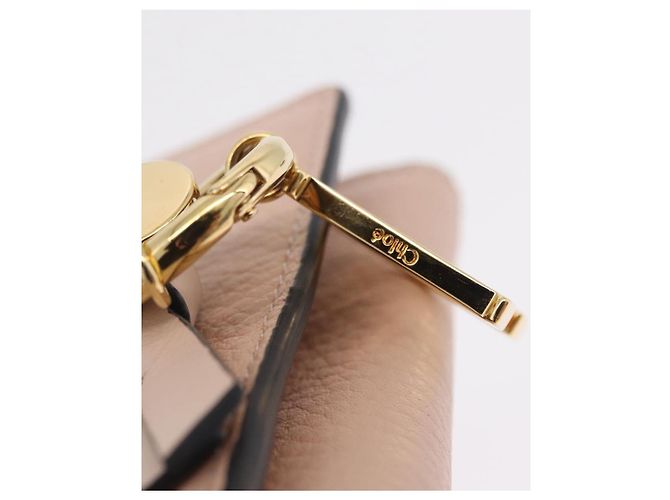 Chloé Cartera Chloe Alphabet Trifold Piel Rosa Oro - vista 18