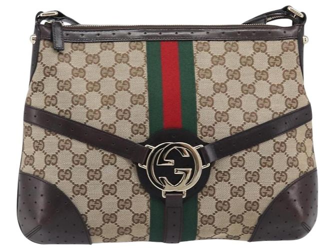 GUCCI GG Canvas Web Sherry Line Interlocking G Shoulder Bag 131033 - vista 13