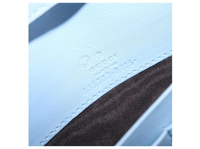 GUCCI Micro GG Canvas Guccissima Shoulder Wallet Leather Blue 466507 - vista 12