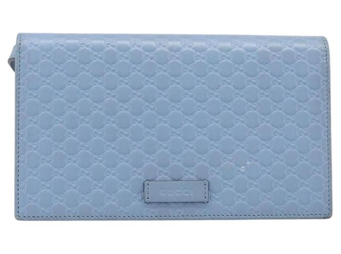 GUCCI Micro GG Canvas Guccissima Shoulder Wallet Leather Blue 466507 - vista 13