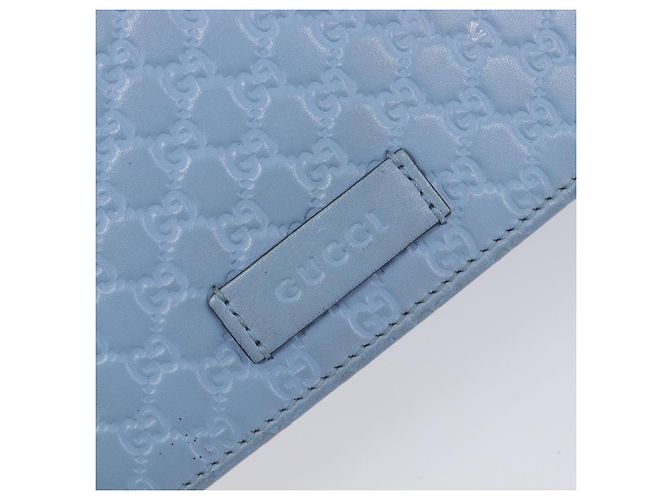 GUCCI Micro GG Canvas Guccissima Shoulder Wallet Leather Blue 466507 - vista 18
