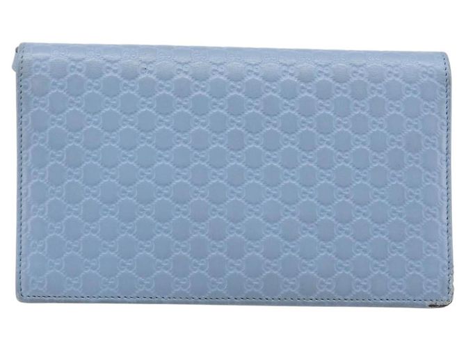 GUCCI Micro GG Canvas Guccissima Shoulder Wallet Leather Blue 466507 - vista 2