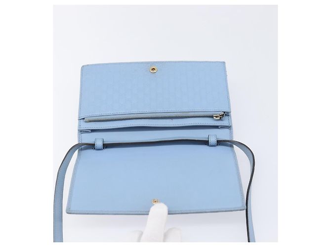 GUCCI Micro GG Canvas Guccissima Shoulder Wallet Leather Blue 466507 - vista 21