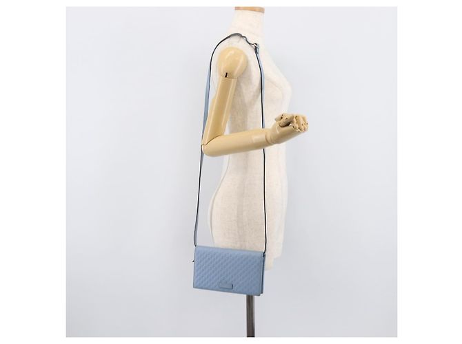 GUCCI Micro GG Canvas Guccissima Shoulder Wallet Leather Blue 466507 - vista 27