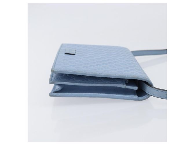 GUCCI Micro GG Canvas Guccissima Shoulder Wallet Leather Blue 466507 - vista 3