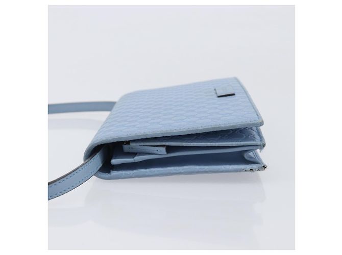 GUCCI Micro GG Canvas Guccissima Shoulder Wallet Leather Blue 466507 - vista 4