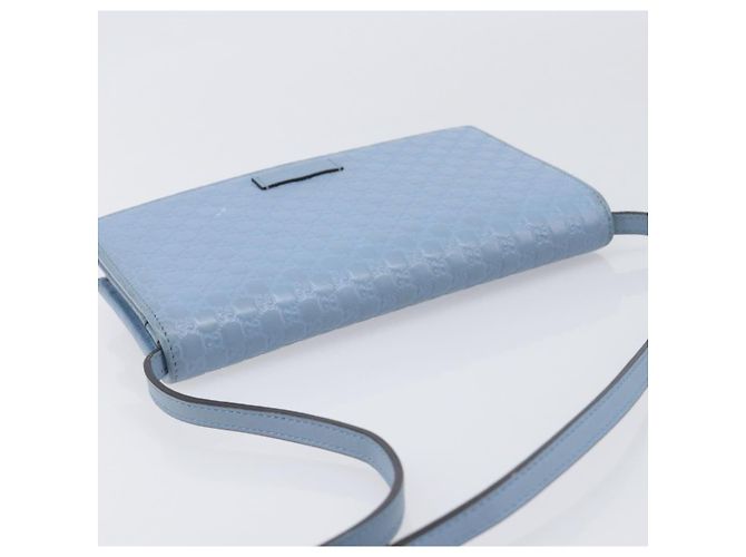 GUCCI Micro GG Canvas Guccissima Shoulder Wallet Leather Blue 466507 - vista 6